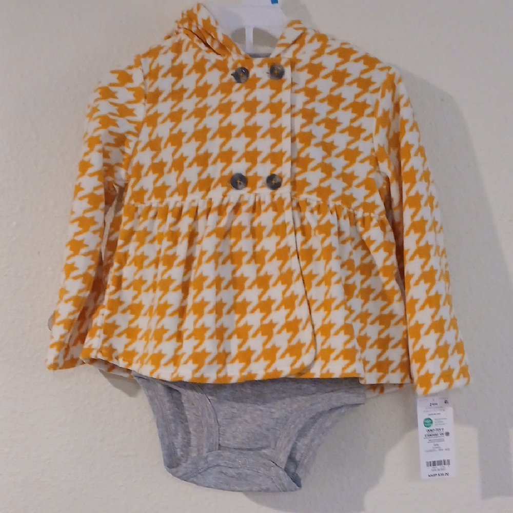 Carter's Orange and White Houndstooth Diaper Cover